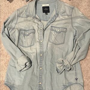 American Eagle Outfitters Light Blue Denim Shirt Slim Fit